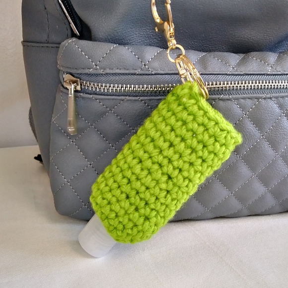 Crochet hand sanitizer bottle holder. body lotion bottle holder. keychain. Bag - Picture 3 of 10